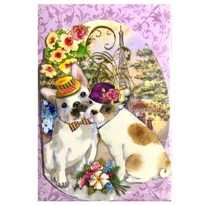 Punch Studio Single Embellished Die-Cut Fancy Cards: Anniversary Pups (61531)